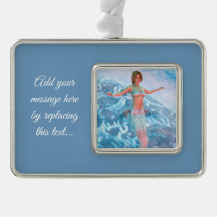 Fantasy Mermaid Silver Plated Framed Ornament