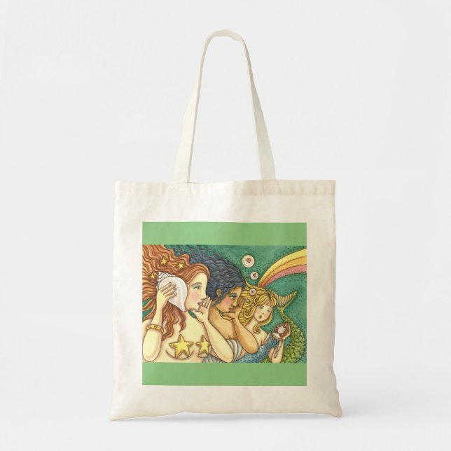 FANTASY MERMAID SISTERHOOD SHARING SECRET WISDOMS TOTE BAG (Front)