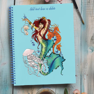 Fantasy Mermaid Teal Tail Notebook