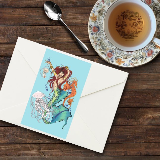 Fantasy Mermaid Teal Tail Rectangular Sticker (Creator Uploaded)