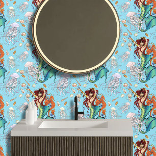 Fantasy Mermaid Teal Tail Wallpaper