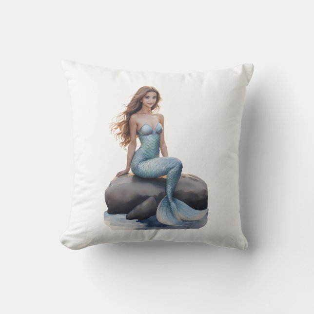 Fantasy Mermaid Throw Pillow (Front)