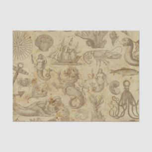 Fantasy Mermaid Water Dragon Decoupage Tissue Paper