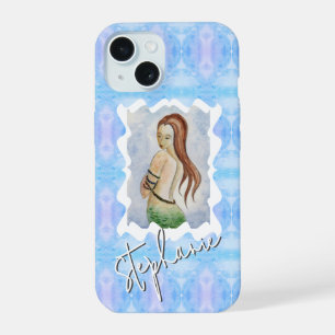 Fantasy Mermaid Watercolor Custom iPhone 15 Case