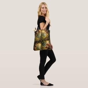 Fantasy mischief, enchanted forest all over print  tote bag