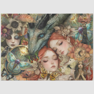 Fantasy Mixed Media Garden Collage Decoupage Tissue Paper