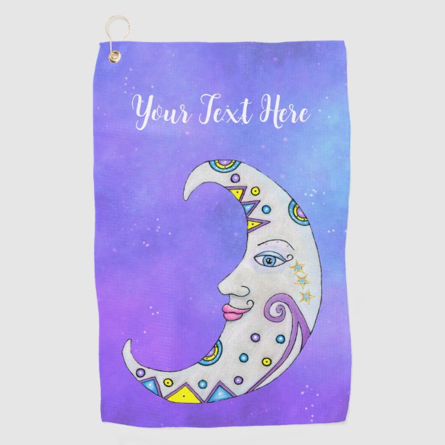 Fantasy Moon Colourful Markings PREtty Face Sky  Golf Towel (Front)