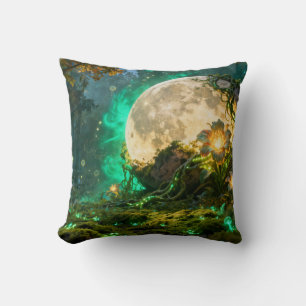 Fantasy Moon Forest Throw Pillow