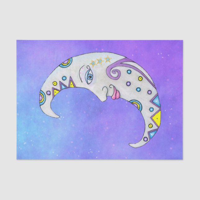 Fantasy Moon Pretty Face Bright Colourful Markings Tissue Paper (Front)