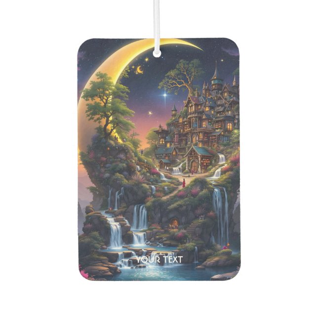 Fantasy Moon Waterfall Forest  Car Air Freshener (Front)