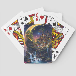 Fantasy Moon Waterfall Forest  Playing Cards