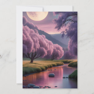 Fantasy Moonlit River Dreamscape Illustration Holiday Card
