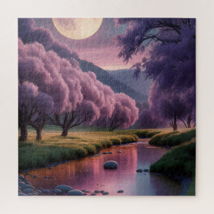 Fantasy Moonlit River Dreamscape Illustration Jigsaw Puzzle