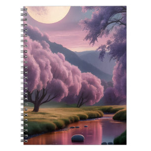 Fantasy Moonlit River Dreamscape Illustration Notebook