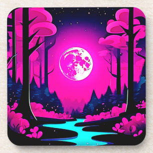 Fantasy Moonlit Woods Art Coaster
