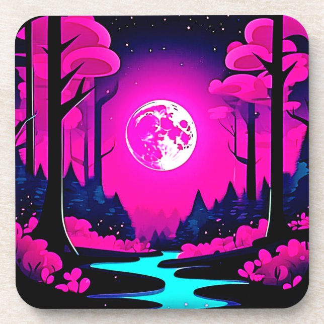 Fantasy Moonlit Woods Art Coaster (Front)