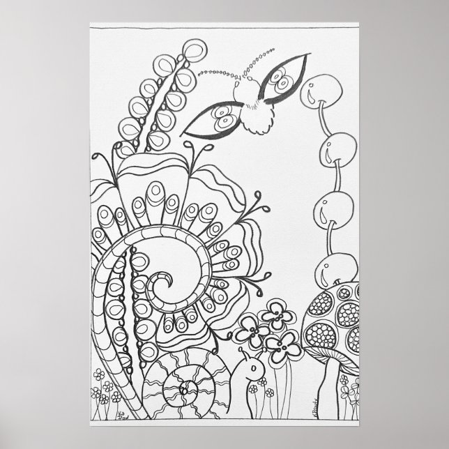Fantasy moth, flower Colouring poster 16" x24" (Front)