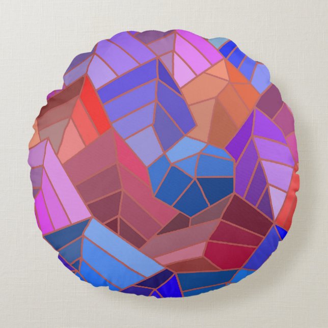 Fantasy Mountains View from the Sky Round Cushion (Front)