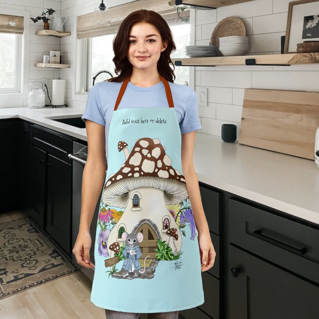 Fantasy Mouse Mushroom House Floral Apron (Creator Uploaded)