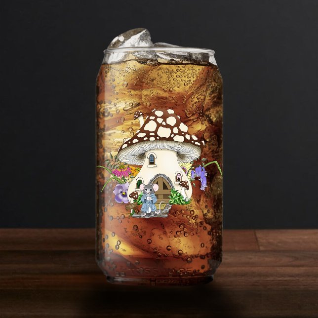Fantasy Mouse Mushroom House Floral Can Glass (Creator Uploaded)