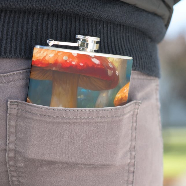 Fantasy Mushrom Vinyl Wrapped Flask (In Situ)