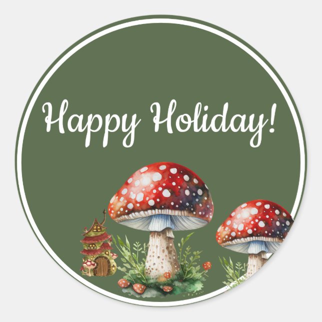 Fantasy Mushroom Classic Round Sticker (Front)