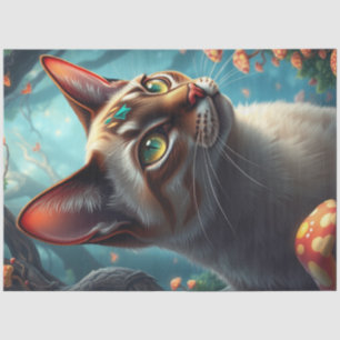 Fantasy Mushroom Forest Colourful Cat  Tissue Paper