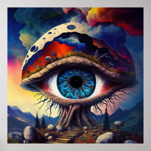 Fantasy mushroom house poster