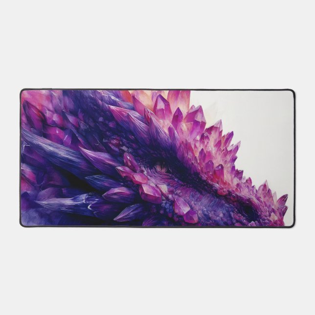 Fantasy Mystical Amethyst Crystal Dragon Beast Desk Mat (Front)