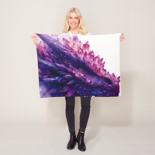 Fantasy Mystical Amethyst Crystal Dragon Beast Fleece Blanket (In Situ)