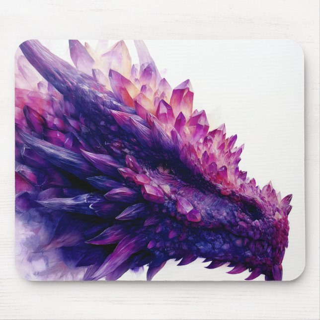 Fantasy Mystical Amethyst Crystal Dragon Beast Mouse Pad (Front)