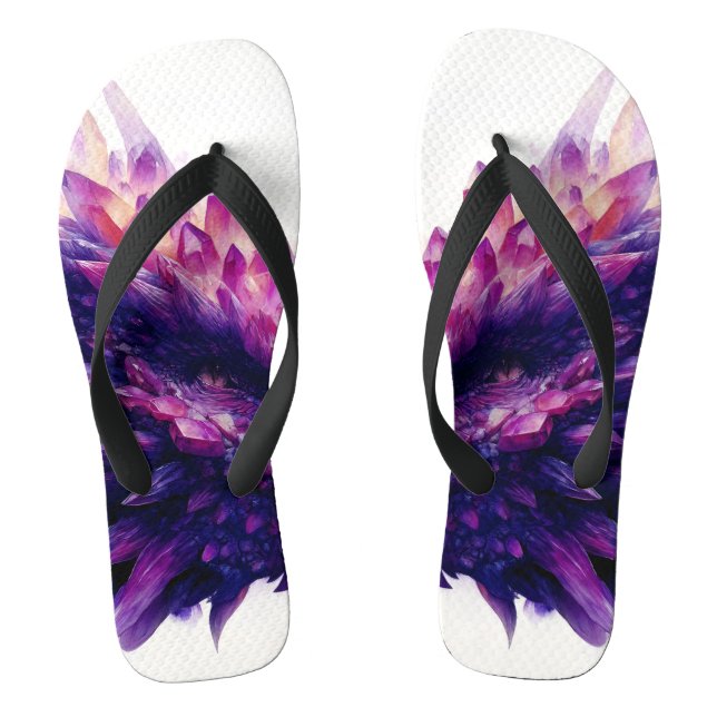 Fantasy Mystical Amethyst Crystal Dragon Beast Thongs (Footbed)