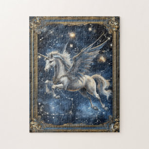Fantasy Mystical Unicorn in Space Vintage Jigsaw Puzzle
