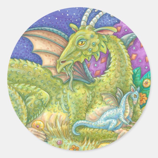 Fantasy Next Generation Baby Dragon Round Sticker (Front)