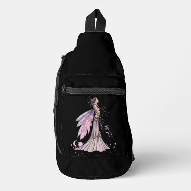 Fantasy Night Sky Fairy Moon and Stars Sling Bag (Front)