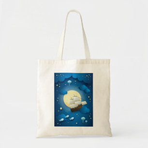 Fantasy Night with Flying Vessel Tote Bag