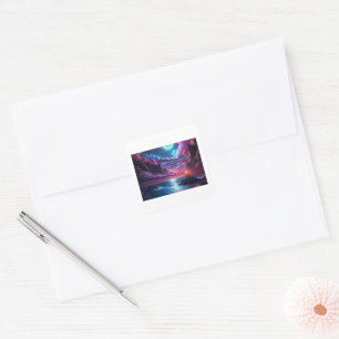 Fantasy Ocean Sunset Mug - Mystical Moon Sea Mug - Square Sticker