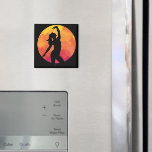 Fantasy of a girl dancing ballet at night under th magnet