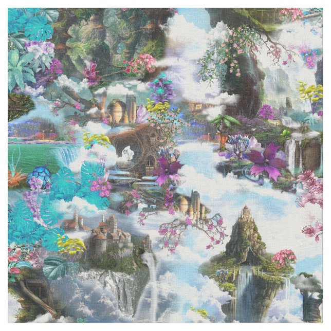 Fantasy Other worlds in the Clouds Fabric (Close Up)