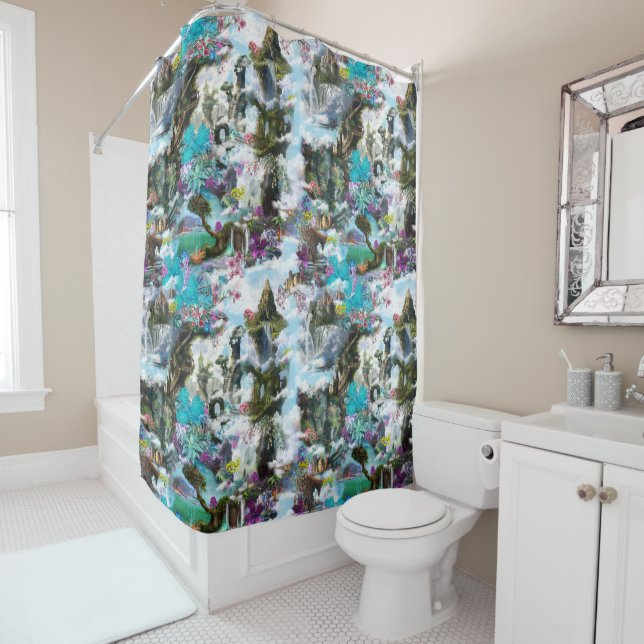 Fantasy Other worlds in the Clouds Shower Curtain (In Situ)