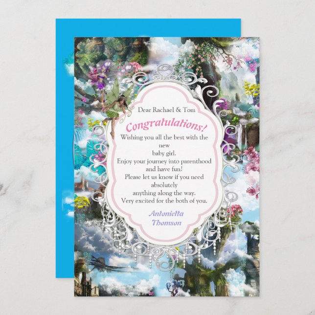 Fantasy Other worlds in the Clouds  Thank You Card (Front/Back)