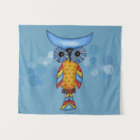 Fantasy Owl Colourful Feathers Blue Head Eyes