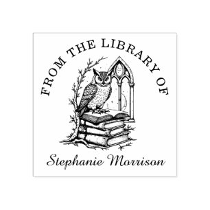 Fantasy Owl Library Ex Libris Bookplate Stamp