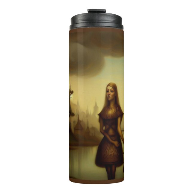 Fantasy Painting 4  - Girl Holding Lantern Thermal Tumbler (Front)