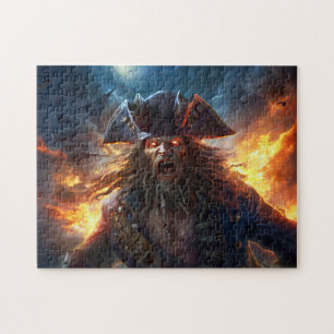 Fantasy Painting Flaming Pirate in Battle Scene Jigsaw Puzzle