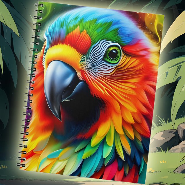Fantasy Parrot With Colourful Rainbow Feathers Notebook (Creator Uploaded)