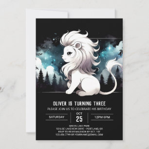 Fantasy Pastel Lion Birthday Invitation