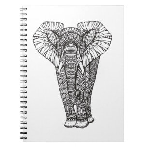 Fantasy Patterned Elephant Doodle Notebook