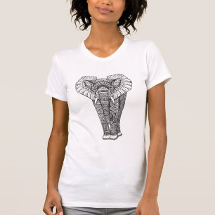 Fantasy Patterned Elephant Doodle T-Shirt