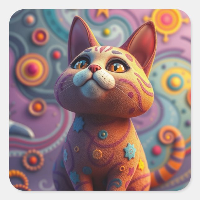 Fantasy Patterned Fun Cat Stickers (Front)